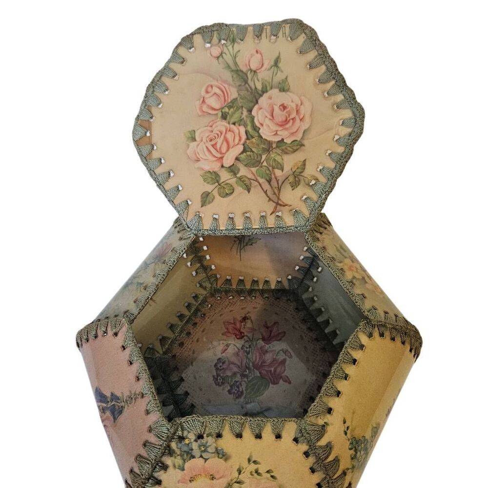 Vintage hexagonal trinket card basket.
